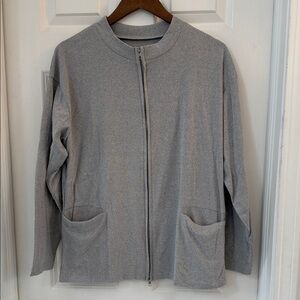 Gray Zip-Up Cardigan